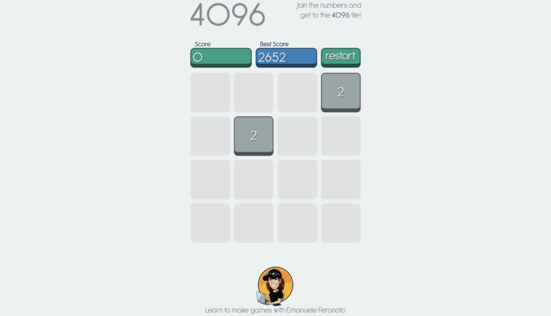 Desktop view of the 4096 game.